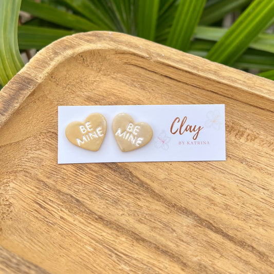 BE MINE HEART STUDS-YELLOW