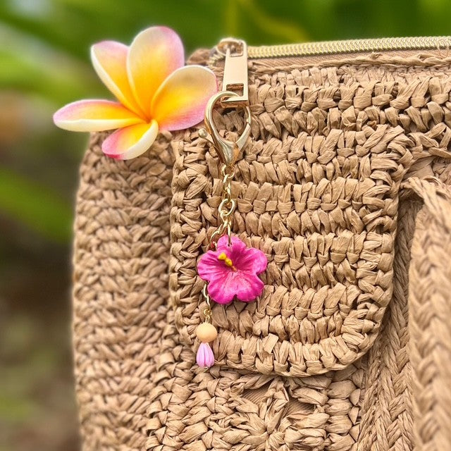 BAG CHARM - FUSCHIA HIBISCUS