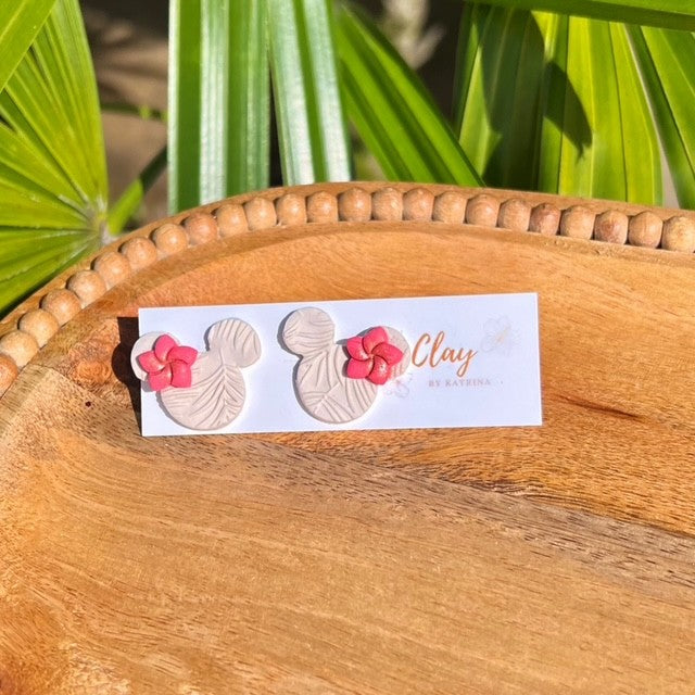 MINNIE STUDS - CREAM + PINK