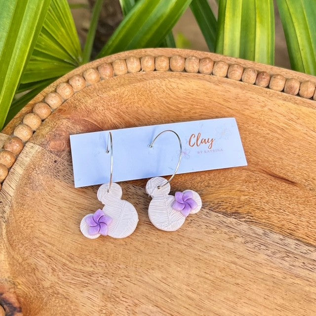 MINNIE HOOP - CREAM + PURPLE PLUMERIA