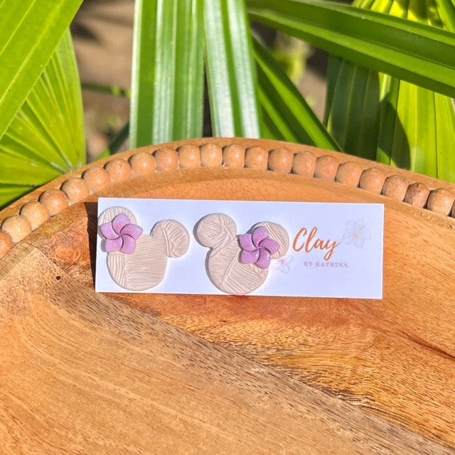 MINNIE STUDS - CREAM + PURPLE