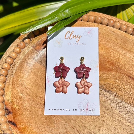 DOUBLE PLUMERIA-DEEP RED/COPPER