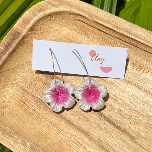 HIBISCUS HOOP-PEARL & PINK