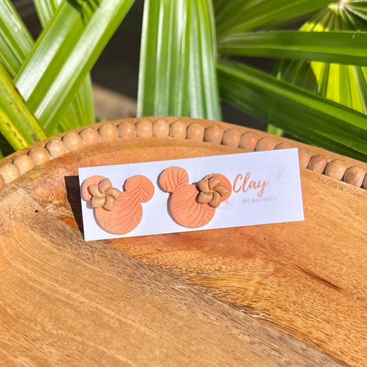 MINNIE STUDS - ORANGE + BROWN