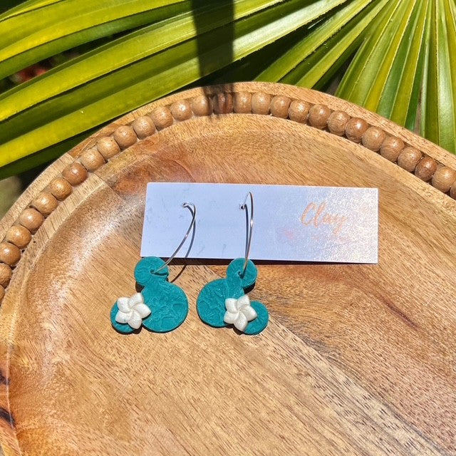 MINNIE HOOPS- TEAL+PLUMERIA