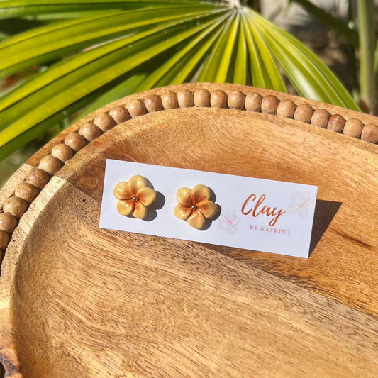 PLUMERIA STUD-yellow/orange