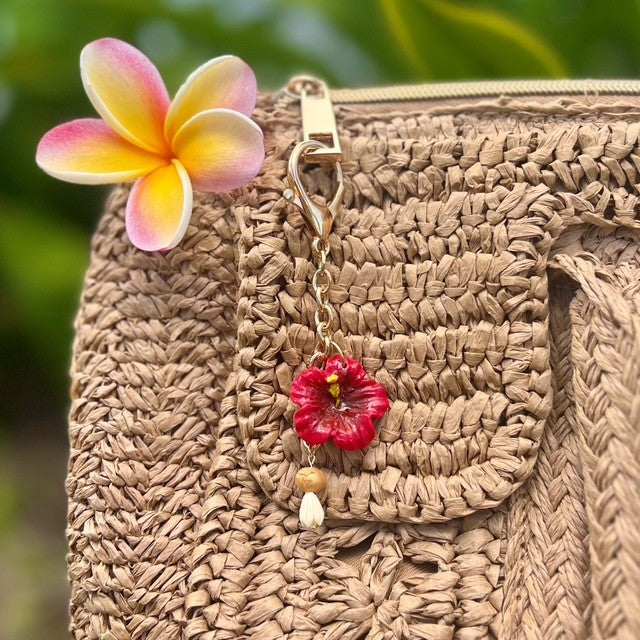 BAG CHARM - RED HIBISCUS