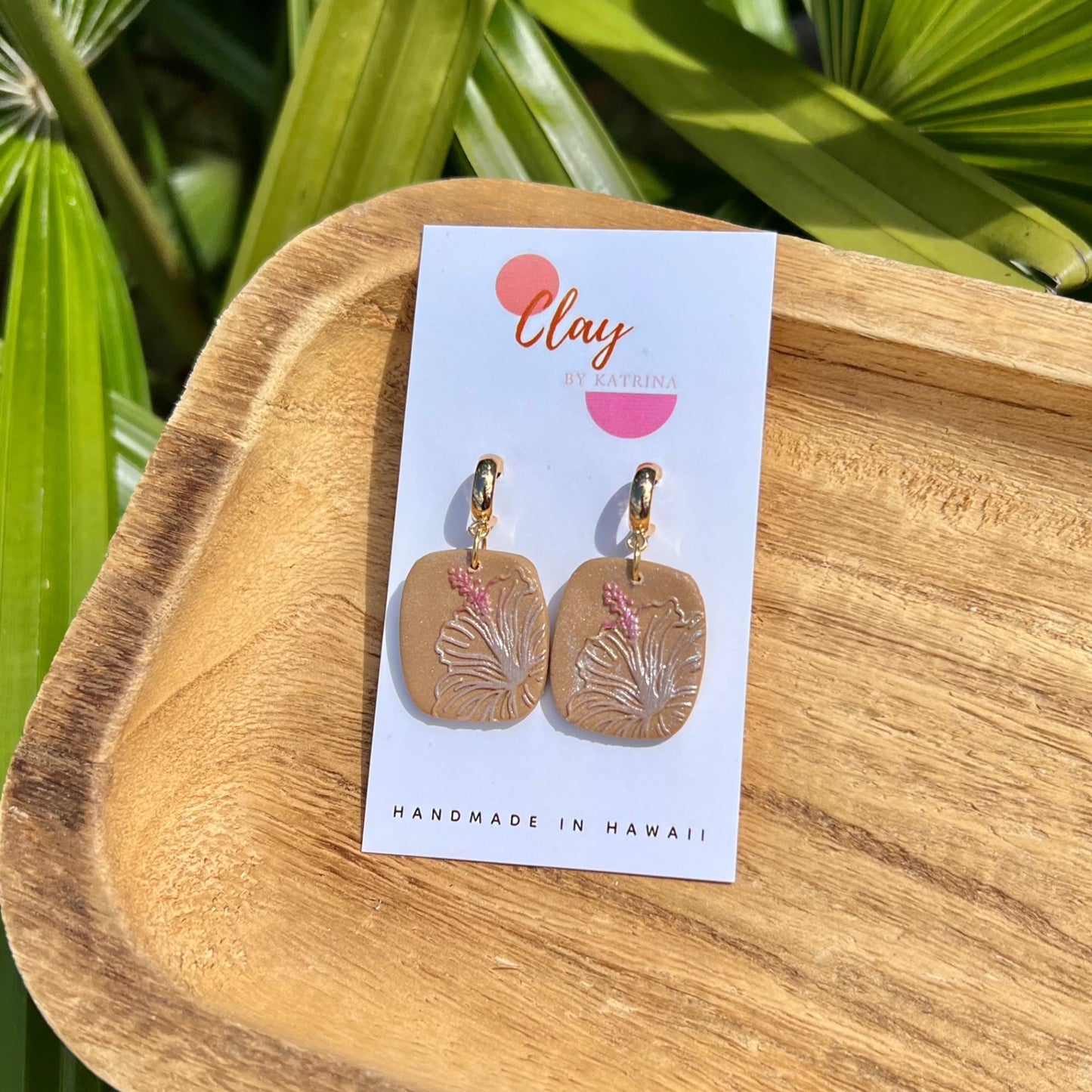 BROWN HIBICUS DANGLES