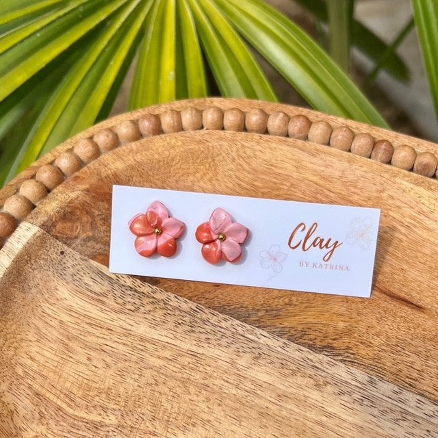 PLUMERIA STUD-pink/orange