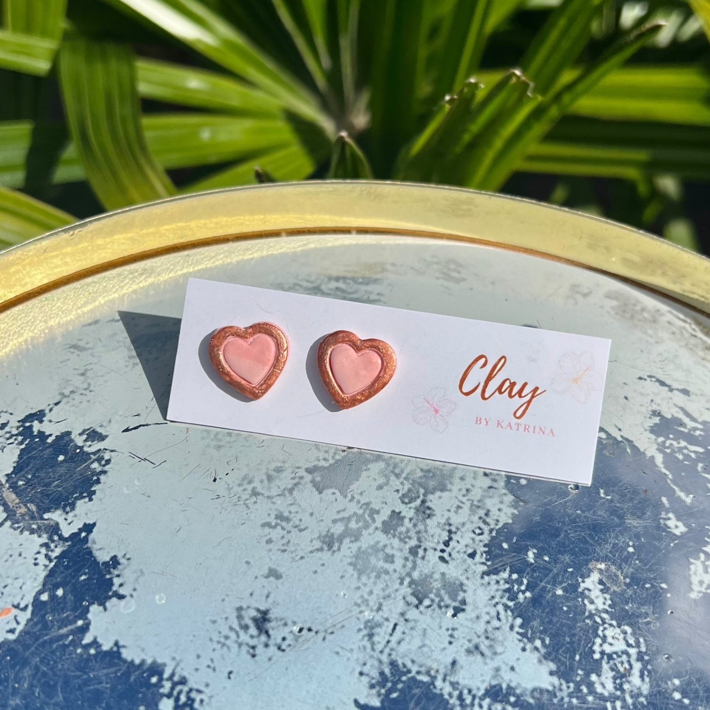 PINK/ROSE GOLD HEART STUDS