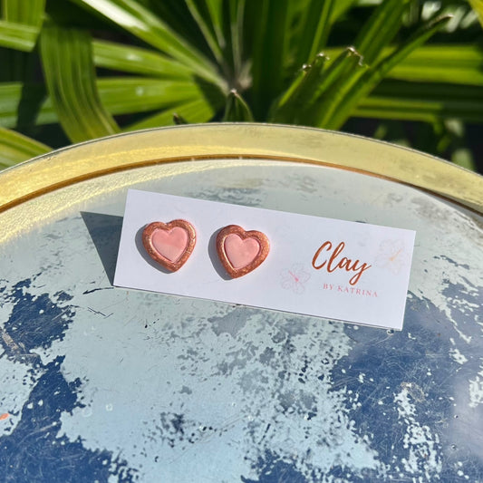 PINK/ROSE GOLD HEART STUDS