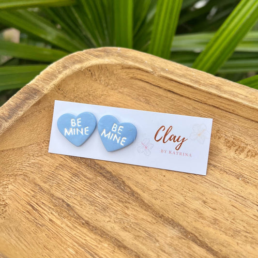 BE MINE HEART STUDS-BLUE