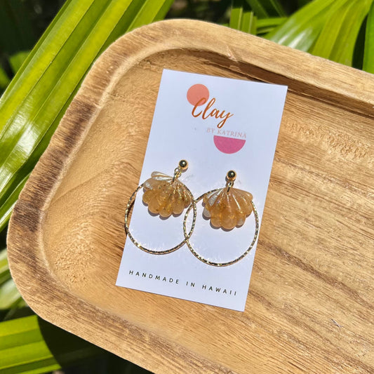 GOLD MARBLE SHELL (textured) HOOP