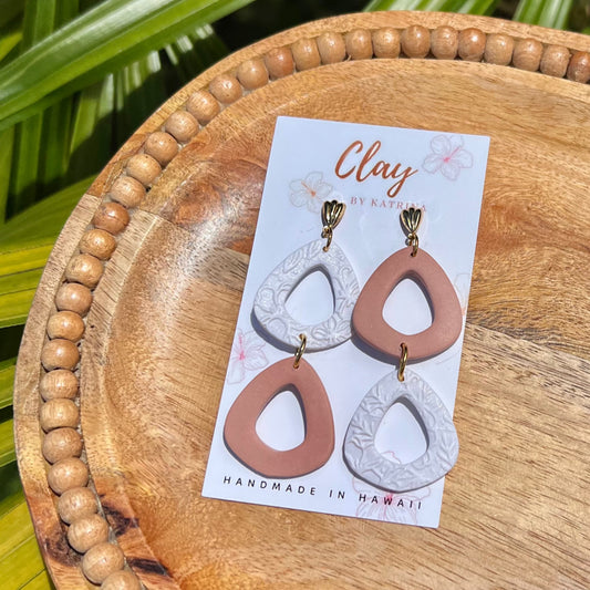 2 TONED DANGLE-dusty pink/white