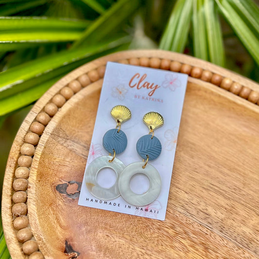 SHELL DANGLE-dusty blue