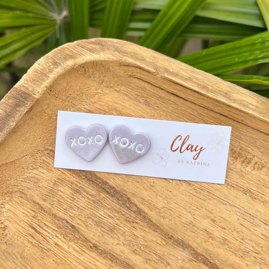 XOXO HEART STUDS-LT PURPLE