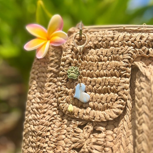 BAG CHARM - BLUE/GRN PAW