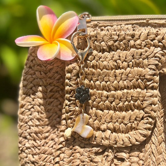 BAG CHARM - GOLD/BLK PAW