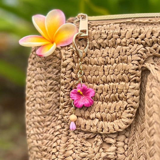 BAG CHARM - FUSCHIA HIBISCUS