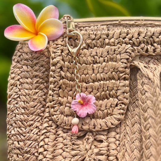 BAG CHARM - LT PINK HIBISCUS