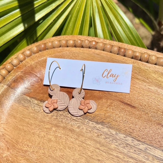 MINNIE HOOPS- BEIGE+ORANGE PLUMERIA