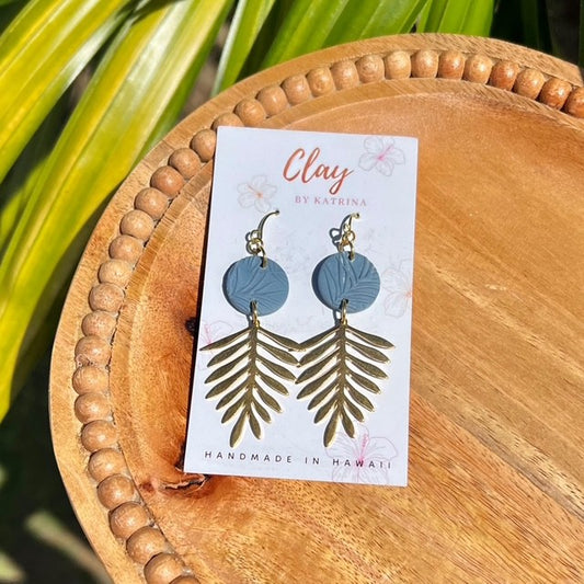 DUSTY BLUE LEAF DANGLE