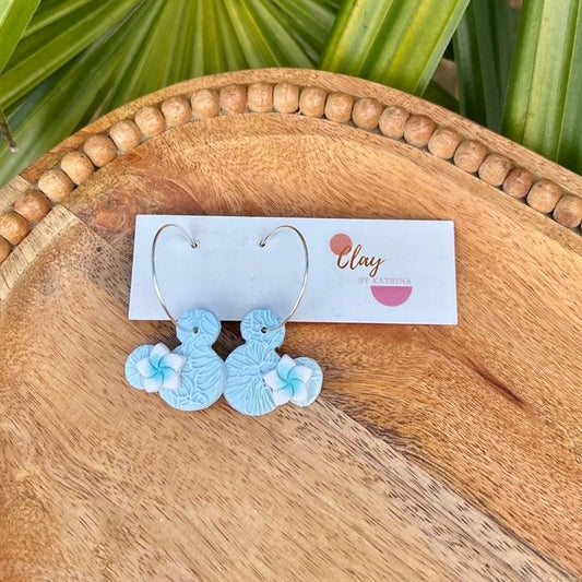 MINNIE HOOPS- LT BLUE+PLUMERIA