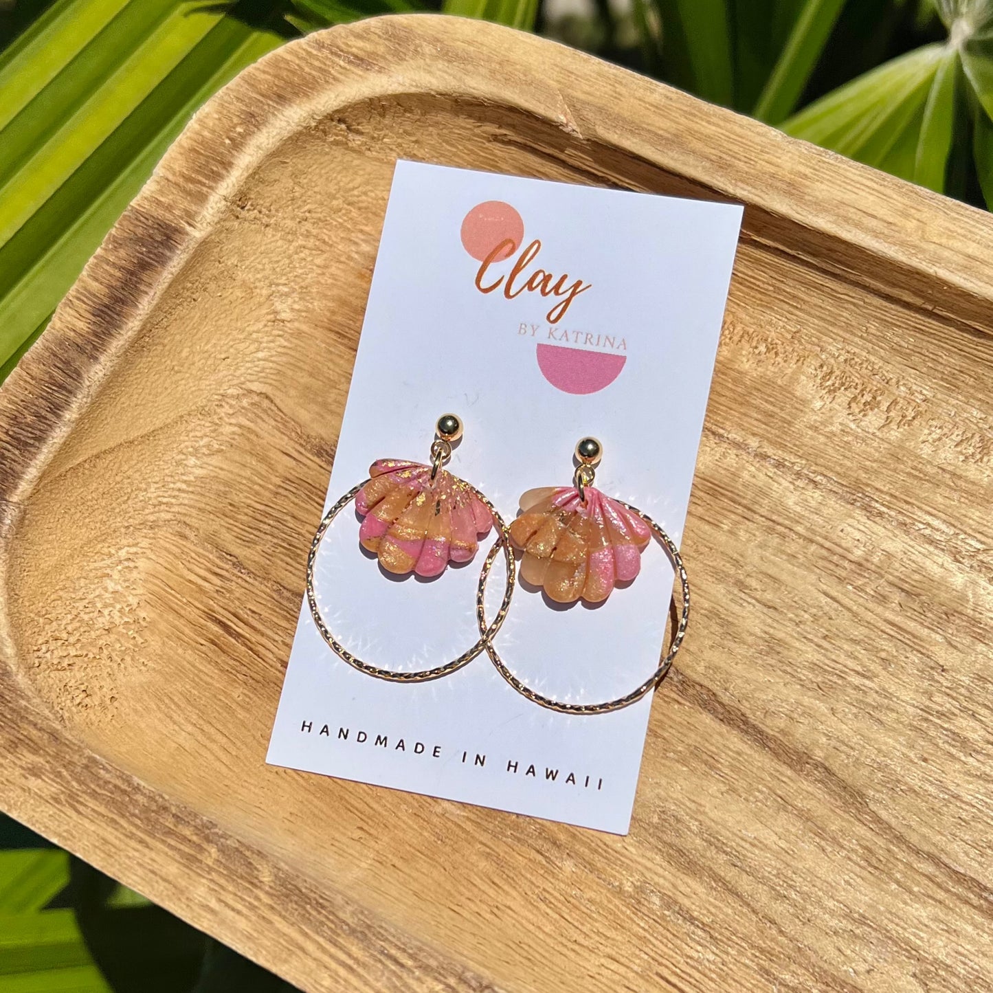 PINK/ORANGE SHELL (textured) HOOP