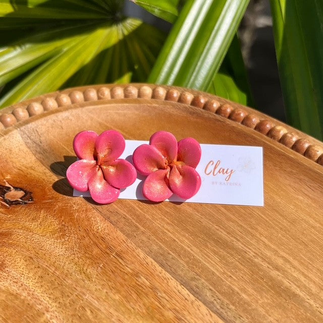 DARK PINK PLUMERIA STUD