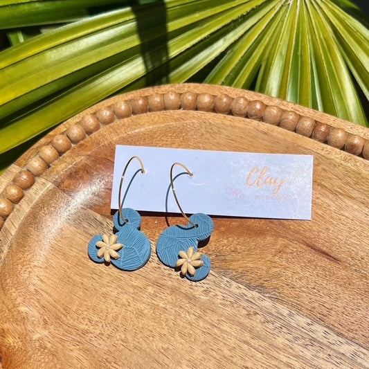 MINNIE HOOPS- DUSTY BLUE+YLW TIARE