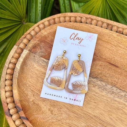 MONSTERA DANGLE - YLW/PEARL/BROWN