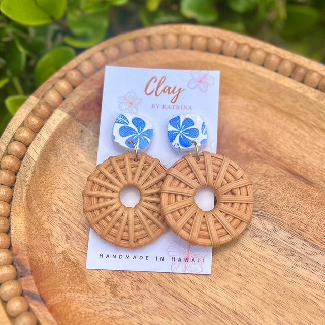 RATTAN - WHITE/BLUE HIBISCUS
