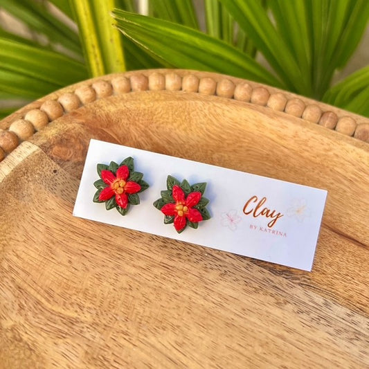 RED POINSETTIA STUD