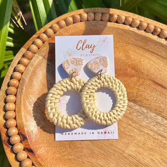 RATTAN - WHITE/BEIGE MONSTERA