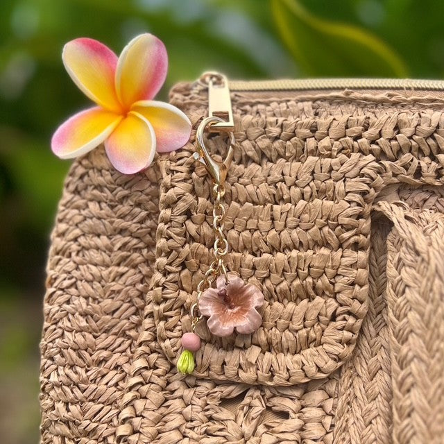 BAG CHARM - BRWN HIBISCUS