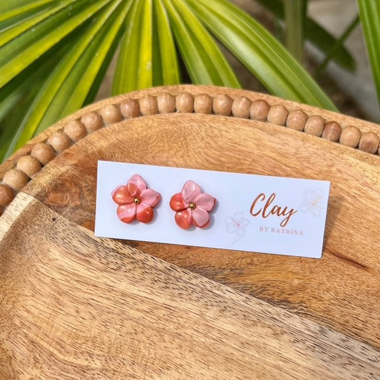 PLUMERIA STUD-pink/orange