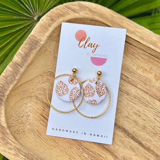 WHITE MONSTERA (TEXTURED) HOOP